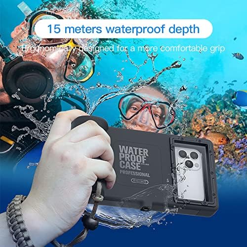 מארז טלפון אטום למים ל- IP 6-13 Pro Max, Galaxy S6-S21 Ultra לשנורקלינג וצילום וידאו צילום [50ft/15m] מארז וידאו לצילום מתחת למים עם שרוך
